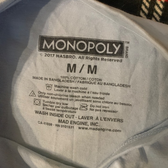 Monopoly t-shirt, light blue, size Medium. - Picture 2 of 3